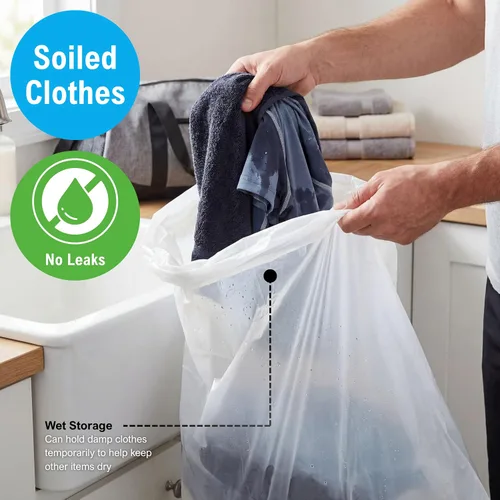 Miniatura 4 de PAMI Bolsas de basura medianas de 8 galones, paquete de 100 unidades, color blanco, papelera de plástico multiusos fuerte, sin perfume, para cocina