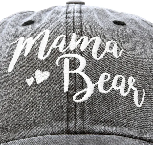 Miniatura 2 de DALIX Gorro de mezclilla lavado vintage con diseño de oso de mamá