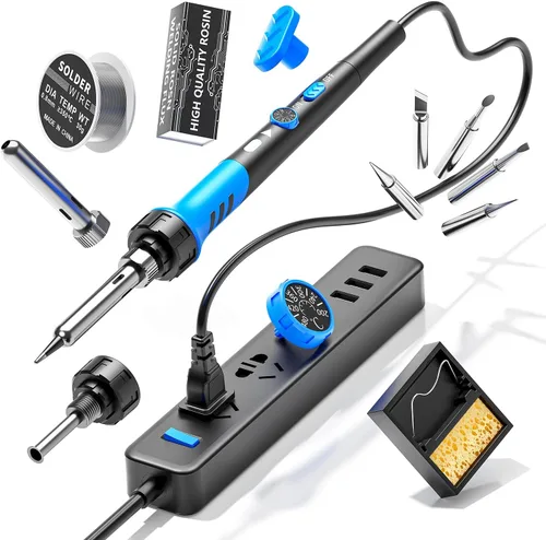 Miniatura 6 de Kit de soldador, pistola de 60 W con calentador de cerámica, herramienta de kit de soldadura 9 en 1, temperatura ajustable de 392 a 842°F, puntas