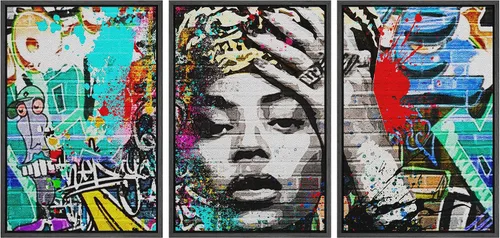 Miniatura 91 de wall26 Lienzo enmarcado para pared, juego de arte impreso con collage de polígonos en espiral negro y tostado, ilustraciones de patrones abstractos