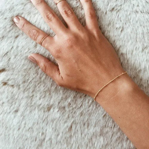 Miniatura 3 de Dainty Gold Initial Pulseras chapadas en oro de 14 quilates, delicadas, personalizables, con iniciales, para mujer, adolescente, niña, joyas