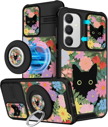 Miniatura 62 de Funermei Funda para teléfono Samsung Galaxy A15 5G - [2 en 1] Funda para teléfono de mujeres lindas chicas, diseño femenino de mariposa negra