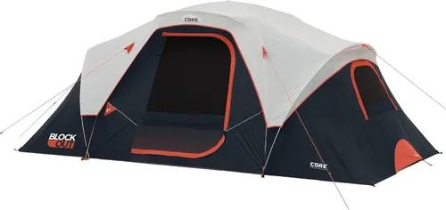 CORE Blackout 6 Person & 9 Person Dome Tent | Best Car Camping Outdoor Family Camp Tent | Included Storage Pockets for Camping Accessories |