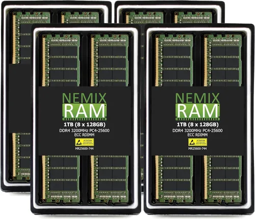 Miniatura 16 de NEMIX RAM 1TB (4X256GB) DDR4 3200MHZ PC4-25600 8Rx4 1.2V CL22 288-PIN ECC LRDIMM Kit de memoria de servidor reducida de carga compatible