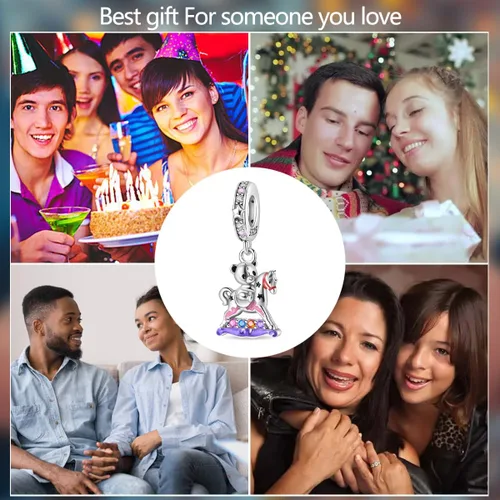 Miniatura 216 de KUNSIR Los abalorios se adaptan a pulseras Pandora para mujer, plata de ley 925, cuentas colgantes de joyería para niñas, dijes de feliz cumpleaños