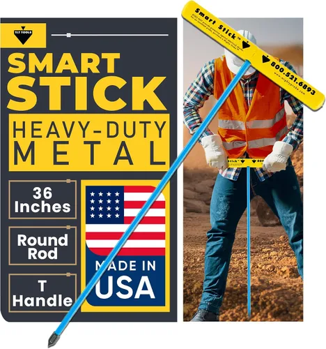 T&T Tools - Sonda de Suelo Smart Stick de Metal de 36 Pulgadas – Varilla de Metal Redonda Resistente de 3/8 pulgadas con Mango en T para Penetrar el
