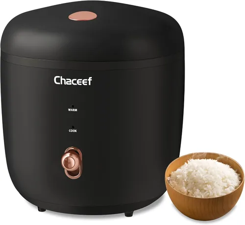 Miniatura 10 de CHACEEF Mini arrocera de 2 tazas sin cocinar, olla arrocera de 1.2 L, pequeña máquina de arroz portátil antiadherente de viaje, sin BPA, cocina