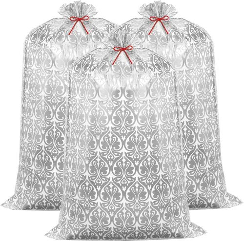 Miniatura 8 de Zonon 3 bolsas de regalo de plástico de 56 pulgadas, color dorado, tamaño jumbo, bolsas de regalo grandes, envoltura de regalo gigante para boda
