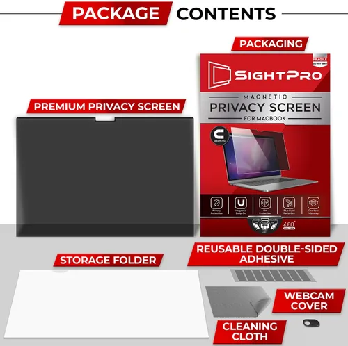 Miniatura 5 de SightPro Protector de Pantalla Magnético de Privacidad para MacBook Pro de 13 Pulgadas (2016, 2017, 2018, 2019, 2020, 2021, 2022, M1, M2) Filtro