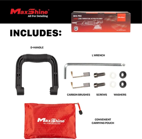 Miniatura 3 de Maxshine M15 Pro Pulidora de Doble Acción Lanzamiento de 15 mm, placa de respaldo de 5”, motor de 1000 W Velocidad variable, agarre ergonómico