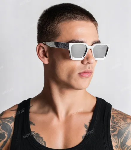 Miniatura 128 de AIEYEZO Gafas de sol cuadradas para mujeres y hombres, gafas de sol cuadradas con montura gruesa, estilo de diseñador simple