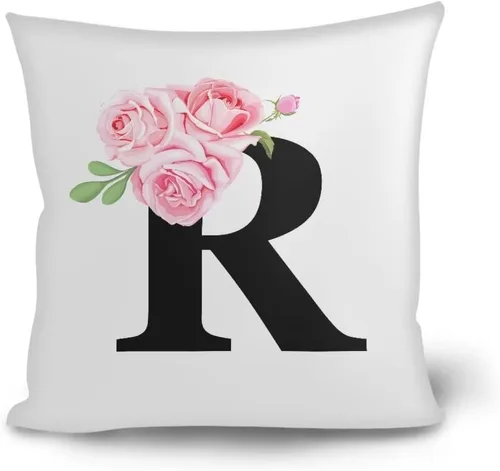 Miniatura 6 de Fundas de almohada decorativas del alfabeto, fundas de almohada con estampado floral de la letra B, fundas de almohada cuadradas suaves, fundas