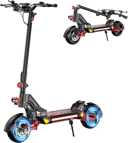 HLOIE V2 - Scooter eléctrico de doble motor de 5600 W para adultos, batería de litio 48V26AH, hasta 45 MPH, rango de 55 millas, suspensión doble,
