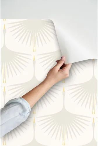 Miniatura 3 de Papel tapiz para despegar y pegar – Art Deco White Bird Naturaleza Moderno Wingspan Papel pintado extraíble personalizado por Spoonflower