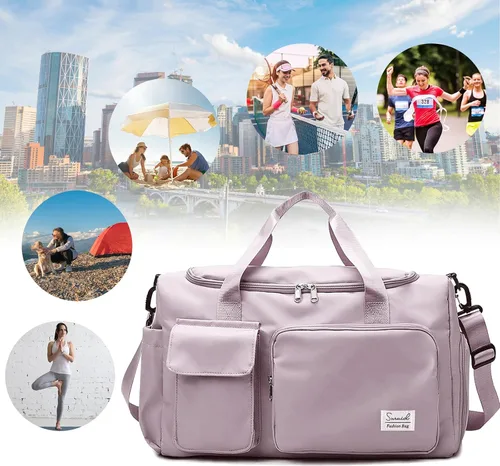 Miniatura 6 de Suruid Bolsa de gimnasio deportiva con compartimento para zapatos, bolsa de viaje con bolsillo separado seco y húmedo para hombres y mujeres, bolsa