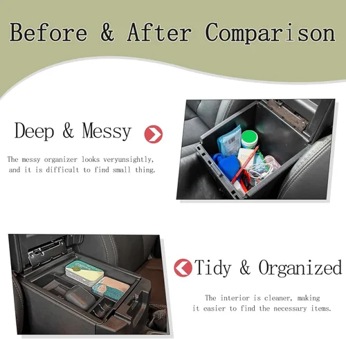 Miniatura 2 de JDMCAR Bandeja organizadora de consola central compatible con accesorios Toyota Tacoma 2016-2022 2023, contenedor de inserción de reposabrazos, caja