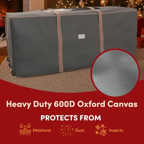 Miniatura 5 de Bolsa de almacenamiento para árbol de Navidad - Bolsa con ruedas para árboles artificiales desmontados de 12 pies, decoración de temporada, Gris