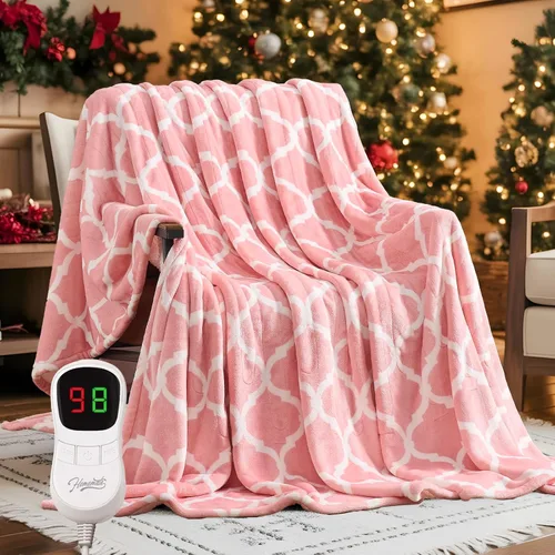 Miniatura 16 de Homemate - Manta eléctrica térmica de franela suave - 50"x60" con 10 niveles de calor rápido, 8 horas de apagado automático, protección contra