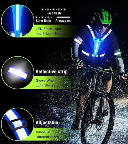 Miniatura 4 de Chaleco reflectante para correr con luz LED, chaleco reflectante recargable de alta visibilidad