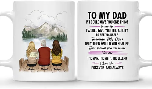 Miniatura 15 de Gossby Taza personalizada (3 hijas) Thank You Dad For Everything, taza personalizada para papá, de regalo, día del padre, cumpleaños, 11 onzas, 15 3
