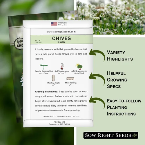 Miniatura 2 de Sow Right Seeds - Semillas de cebollino de ajo para plantar - Paquete de reliquia sin OMG con instrucciones para plantar y cultivar un jardín