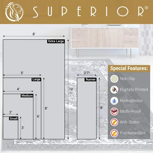 Miniatura 3 de Superior Alfombra antideslizante Seraphina para interiores, lavable y negro-blanco