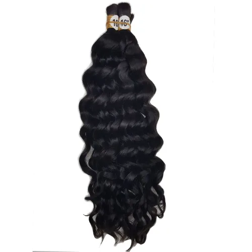 Miniatura 4 de Pelo ondulado profundo a granel para trenzar cabello humano sin trama, 3 paquetes de 5.29 oz brasileño