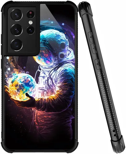 Miniatura 54 de ZHEGAILIAN Funda compatible con Samsung Galaxy S22 Ultra, funda de vidrio orgánico para niñas, mujeres y hombres, diseño de cuatro esquinas, Cabeza