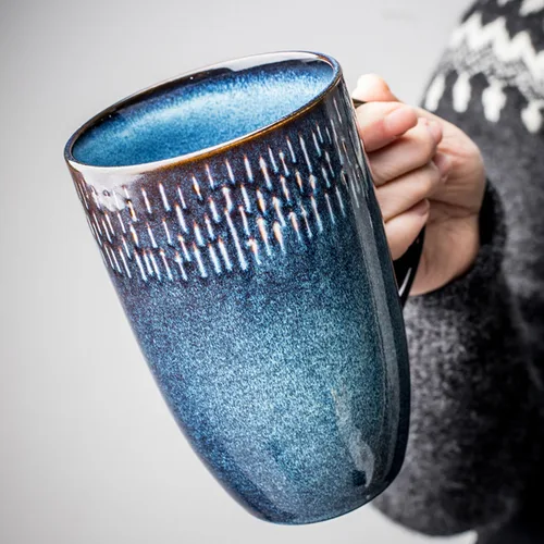 Miniatura 3 de Tazas de café grandes de cerámica, 21 onzas, diseño de mango grande, taza de té y café extra grande para oficina y hogar, aptas para microondas