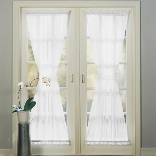Miniatura 25 de No. 918 Emily Panel de Cortina Transparente de Gasa con Bolsillo para Barra para Puerta Lateral, 28" x 72", Cáscara de Huevo