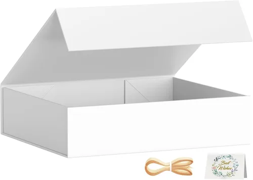 Miniatura 23 de PSHVYM Cajas de regalo con tapas, 11.5 x 7.8 x 3 pulgadas, caja de regalo negra para regalos, cierre magnético para camisetas, guantes, bufandas