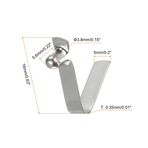 Miniatura 2 de HARFINGTON 12 unids botón único kayak paleta broche resorte clip 0.630x0.220 in 65Mn resorte acero en forma de V hueco elevación telescópica tubo