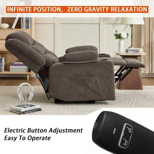 Miniatura 5 de Ketaiyou Electric Power Lift Recliner Chair Sofa with Massage and Heat for Elderly, USB and Type-C Ports, Cup Holders, Infinite Position