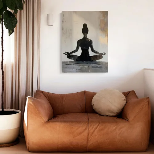 Miniatura 7 de GELDSTEI Arte de pared zen enmarcado, pintura moderna en lienzo de chica haciendo yoga, decoración de pared de meditación tranquila, imagen estética