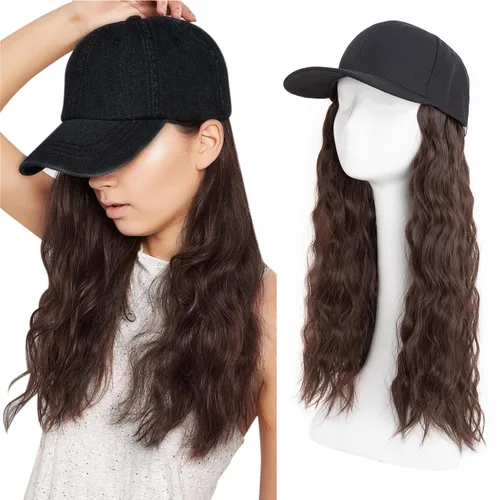 Miniatura 19 de S-noilite Peluca de gorra de béisbol con extensiones de cabello, 8 pulgadas, corta, rizada, ondulada, estilo Bob, peinado, ajustable, con cabello