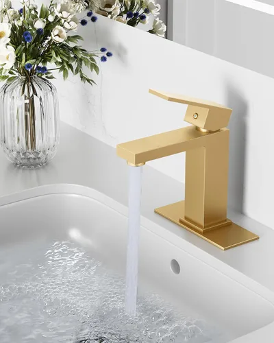 Miniatura 2 de Midanya Grifos de Baño de 1 Agujero, Llave de Fregadero de Baño de Acero Inoxidable de Una Sola Manija, Grifos de Lavabo Modernos con Placa