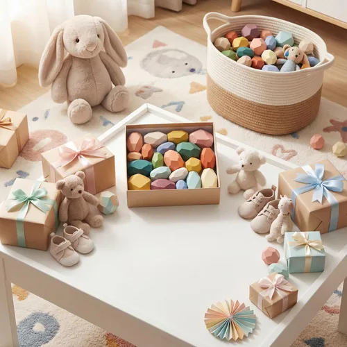 Miniatura 6 de Jenaai 60 piezas de rocas apilables Montessori coloridas piedras de equilibrio de madera para cesta de Pascua, bloques educativos de aprendizaje