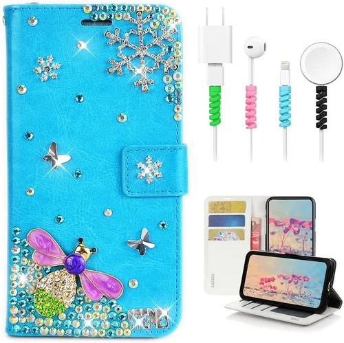 Miniatura 11 de Bling - Funda para teléfono móvil compatible con Samsung Galaxy S21 Ultra Case - Elegante - 3D hecha a mano libélula, con purpurina magnética