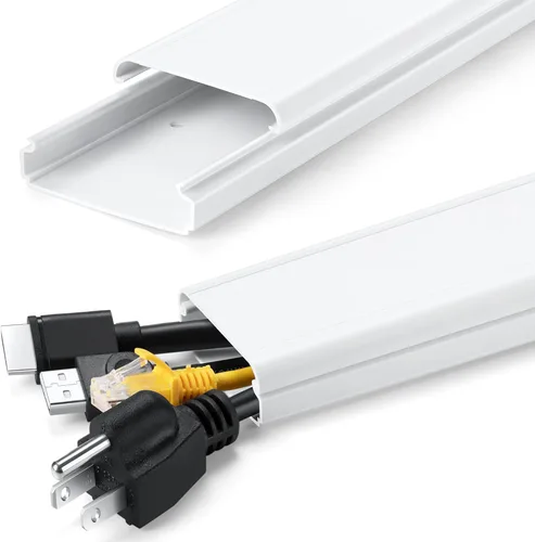 Miniatura 8 de ZhiYo Ocultador de cable de 85 pulgadas para un cable, cubiertas de cable autoadhesivas para cables en la pared, cubiertas de cable de TV pintables