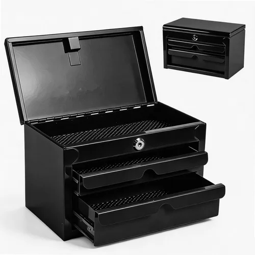 Miniatura 11 de BIG RED Caja de Herramientas de Metal de 3 Cajones de 20", Cofre de Herramientas Portátil de Acero con Correderas de Rodamiento de Bolas y 2