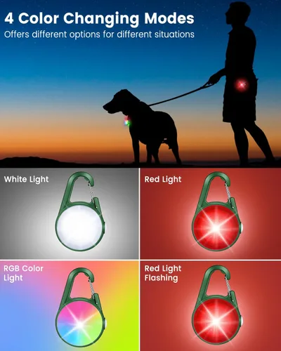 Miniatura 2 de Paquete de 2 luces para collar de perro, luces recargables para perro para caminar de noche con clip, collar LED impermeable de 4 modos para correr