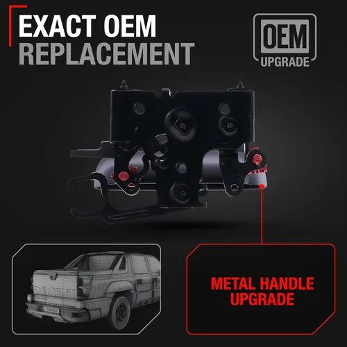 Miniatura 3 de T1A Conjunto de manija para portón trasero, metal mejorado, compatible con Chevrolet Avalanche 1500 2002-2006, Avalanche 2500 02-06, negro