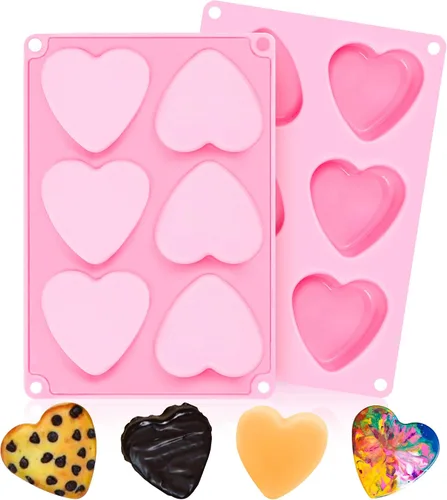 Miniatura 9 de Moldes de silicona en forma de corazón 2 piezas, molde de chocolate en forma de corazón 15 cavidades, moldes antiadherentes de grado alimenticio