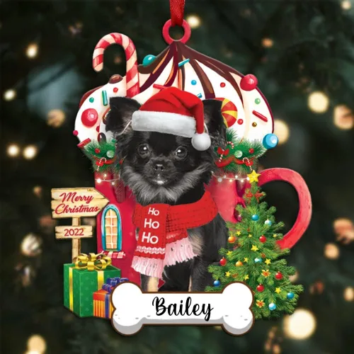 Miniatura 81 de Amantes de los perros de Navidad – Navidad de perros disponibles para muchos perros Shi Tzu – Adorno con forma personalizada, adorno de Navidad