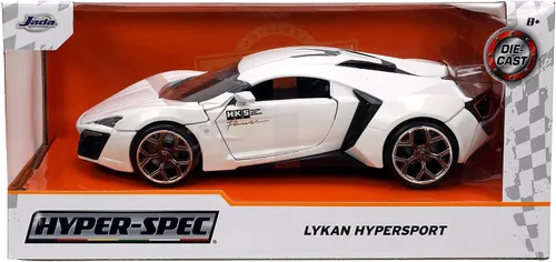 Miniatura 2 de Jada Hyper-Spec 1:24 W Motors Lykan Hypersport - Coche fundido a presión, color blanco, juguetes para niños y adultos