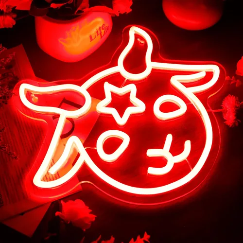 Miniatura 2 de Allball Letrero de Neón Baphomet, Letreros LED Regulables Góticos Símbolo de Satanás Letreros de Neón de Halloween para Decoración de Pared, Rojo1