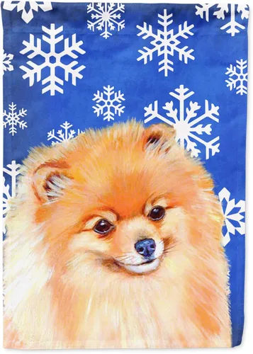 Miniatura 147 de Caroline's Treasures SC9374GF Bulldog English Snow flakes Holiday Garden Flag Buzón Bandera decorativa para patio exterior, patio, obras de arte