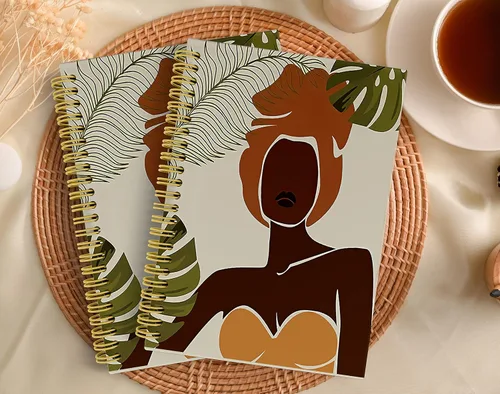 Miniatura 3 de Knibeo Cuaderno bohemio para mujer, diario de niña negra, 5.5 x 8.3 pulgadas, cuaderno estético con 164 páginas, cuadernos para mujer