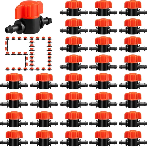 Miniatura 8 de Gardrip Paquete de 5 válvulas de riego por goteo de 1/2 pulgada: Válvulas de cierre en línea de 1/2 pulgada para tubos de riego por goteo de 1/2