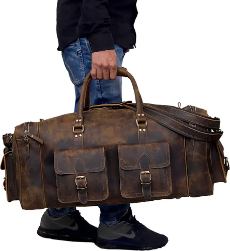 Miniatura 3 de Bolsas de lona grandes para hombres bolsa de viaje de cuero bolsa de viaje para gimnasio durante la noche bolsa de fin de semana deportiva